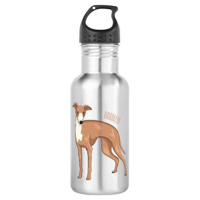 Garrafa Ilustração de desenho animado de cão Greyhound (Frente)