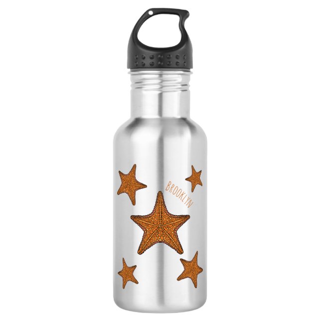 Garrafa ilustração de desenho animado de estrela-do-mar (Frente)