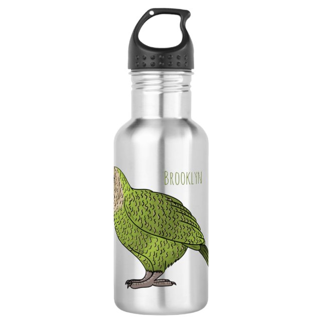 Garrafa Ilustração de desenho animado de pássaro Kakapo (Frente)