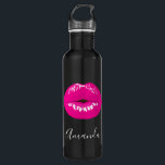 Garrafa Ilustração Glamorosa de Lábios Rosa Quente<br><div class="desc">Frasco de água com uma ilustração com lábios cor-de-rosa quente. Imagem vibrante e em negrito</div>
