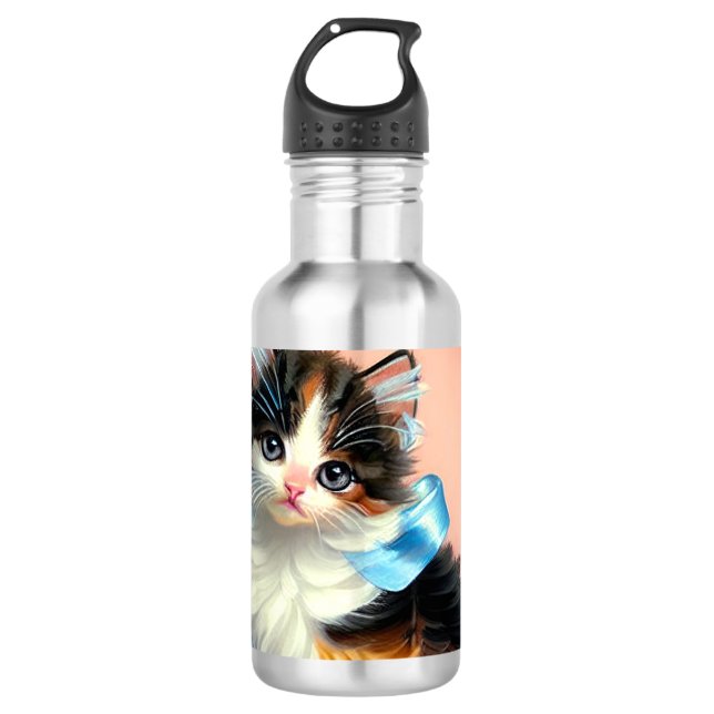 Garrafa Ilustração Vintage Calico Kitten (Frente)
