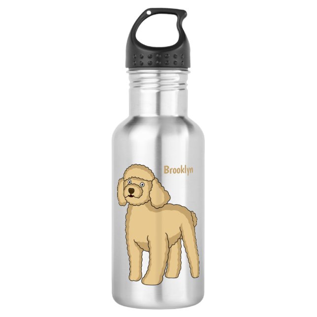 Garrafa Imagem de desenho animado de poodle marrom feliz (Frente)