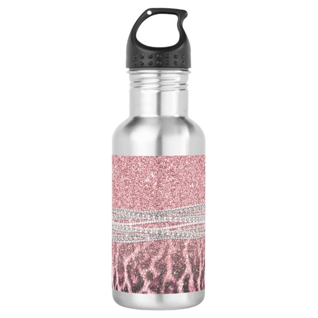 Garrafa Imagem Luminosa Cinzenta Cor-de-Rosa com Leopardo  (Frente)
