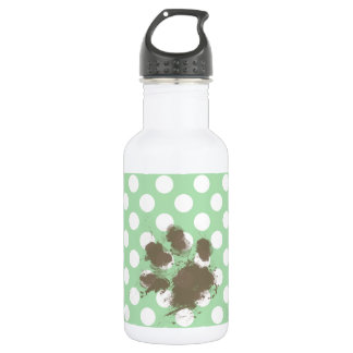 Garrafa Impressão de pata engraçada em Bolinhas verdes do