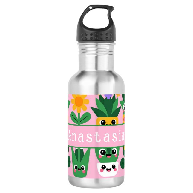 Garrafa Impressão de planta em vaso personalizável fofa (Frente)