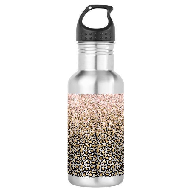 Garrafa Impressão do Leopardo Negro Dourado (Frente)