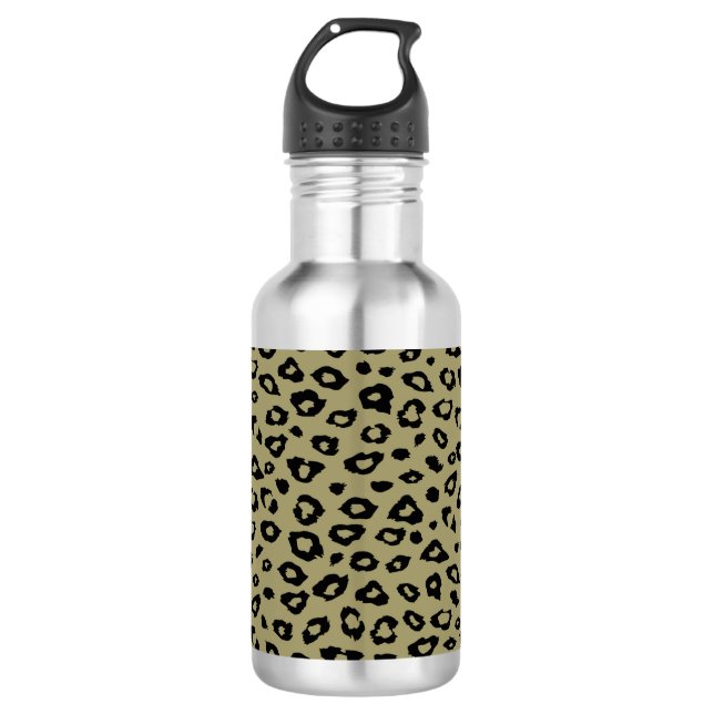 Garrafa Impressão Dourada de Leopardo Preto (Frente)