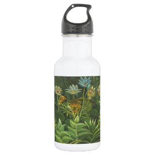 Garrafa Impressão Vintage de Leão na Selva Tropical de Hen