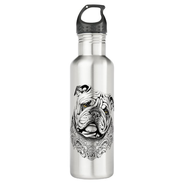 Garrafa Inglês Bulldog Pet Animal Nature Illustration Art (Frente)