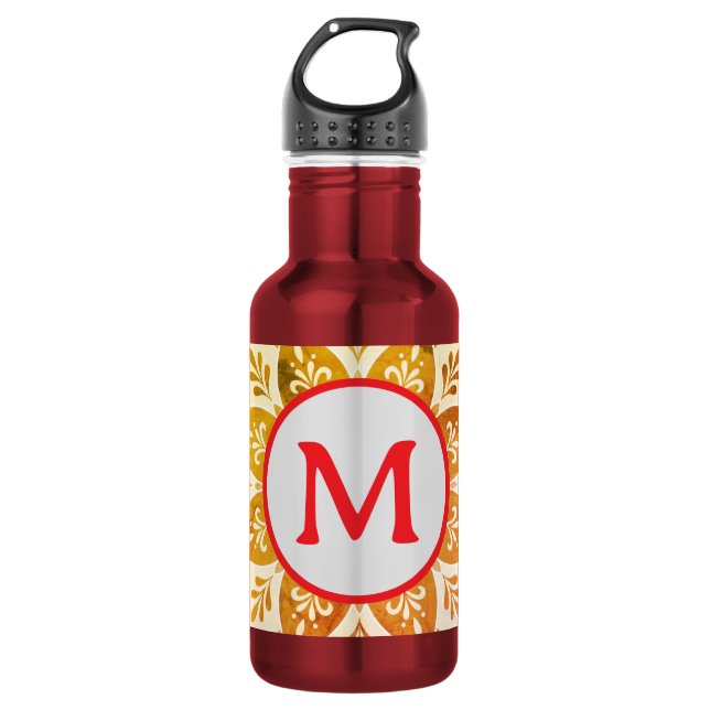 Garrafa Iniciais de Monograma Boho Mandala (Frente)