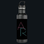 Garrafa Iniciais Sobrepostos Modernos | Turquesa rosa Pret<br><div class="desc">Legal e modernas iniciais sobrepostas.</div>