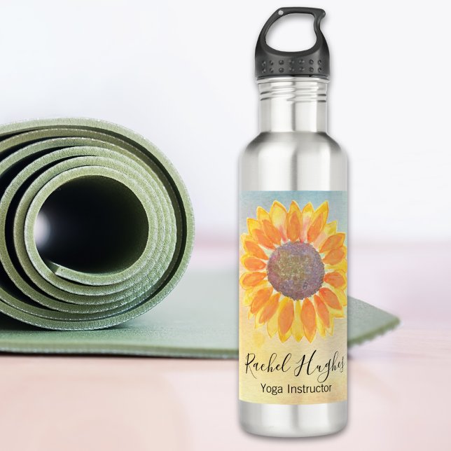 Garrafa Instrutor personalizado Yoga Sunflower (Criador carregado)