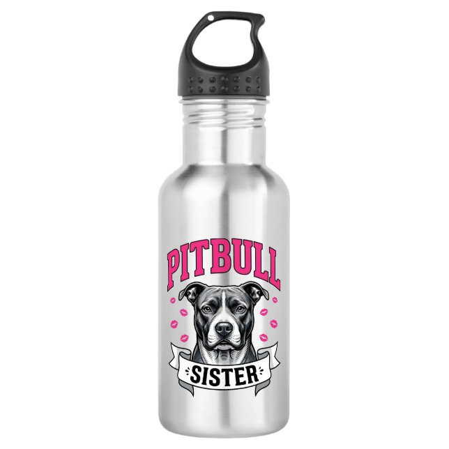 Garrafa Irmã Pitbull Design Vetorial de Amante de Cachorro (Frente)