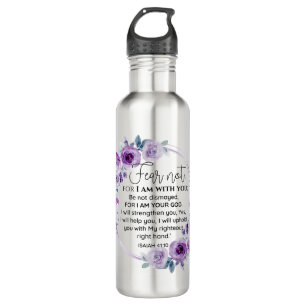 Garrafa Isaiah 41:10 Medo não Escritura Floral Roxa