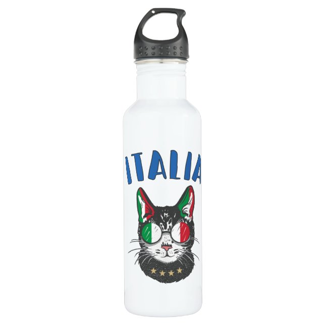 Garrafa Itália Soccer Cat Mascot Bandeira italiana (Frente)