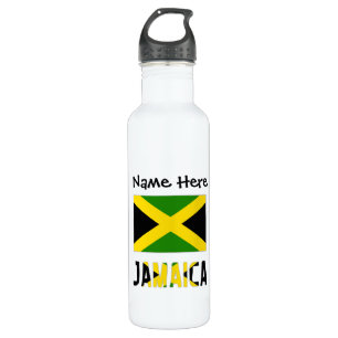 Garrafa Jamaica e bandeira jamaicana com seu nome