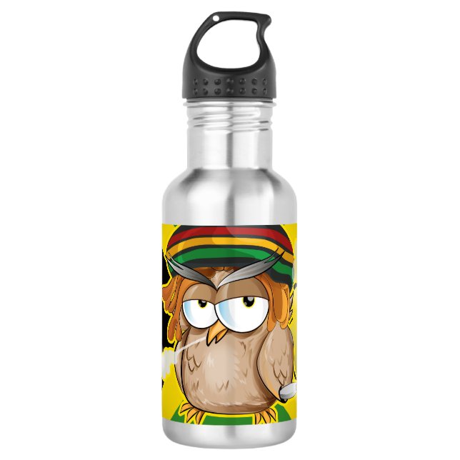 Garrafa Jamaica No Problem with Funny Smoking Rasta Owl (Frente)