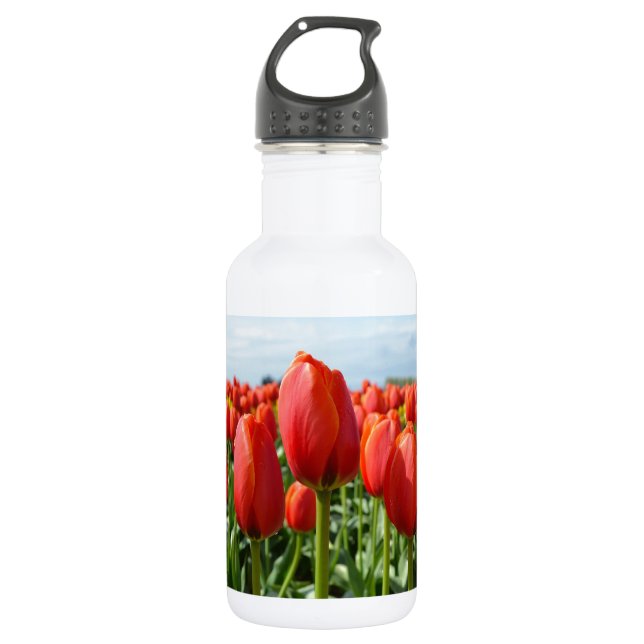 Garrafa Jardim das tulipas do primavera vermelho (Frente)