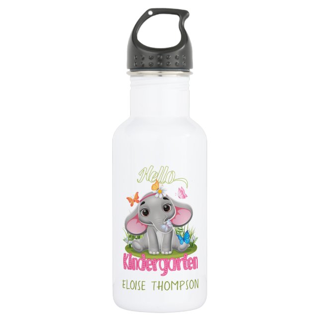 Garrafa Jardim de Infância Elefante de Borboleta de volta  (Frente)