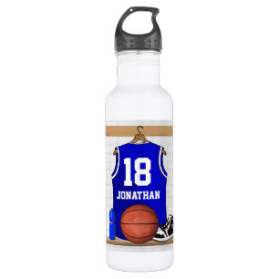 Garrafa Jérsei azul e branco personalizado do basquetebol