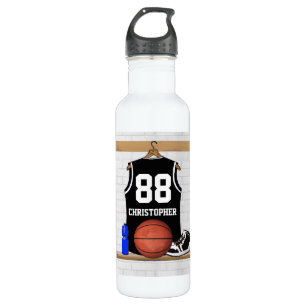 Garrafa Jérsei preto e branco personalizado do basquetebo