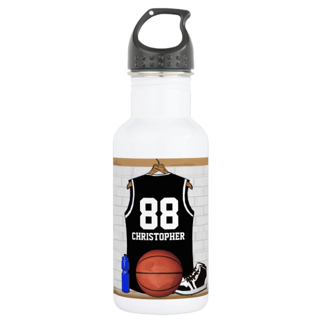 Garrafa Jersey, preto e branco personalizado (Frente)