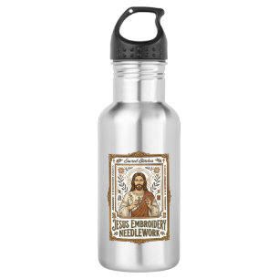 Garrafa Jesus Bordado Trabalho de Agulha Jesus Bordado Agu