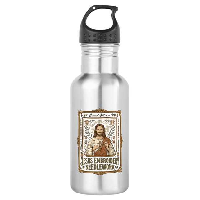 Garrafa Jesus Bordado Trabalho de Agulha Jesus Bordado Agu (Frente)