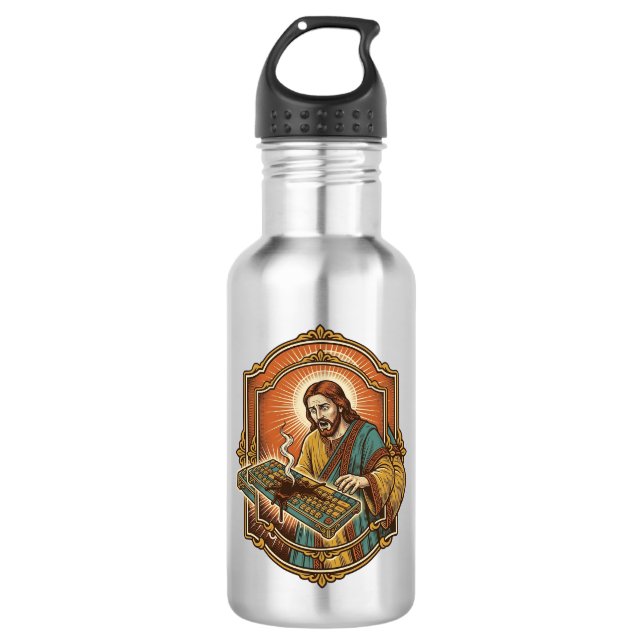 Garrafa Jesus Café Derramado Teclado Mecânico Quebrado Tec (Frente)