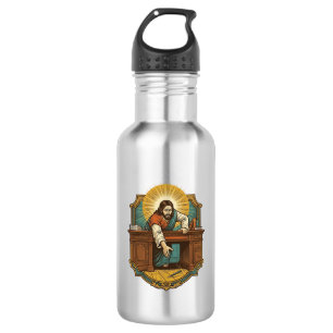 Garrafa Jesus Derrubou Caneta Atrás de Pesada Mesa Humor D