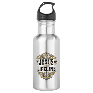 Garrafa Jesus É Minha Linha da Vida Camisa Vintage Cristã 