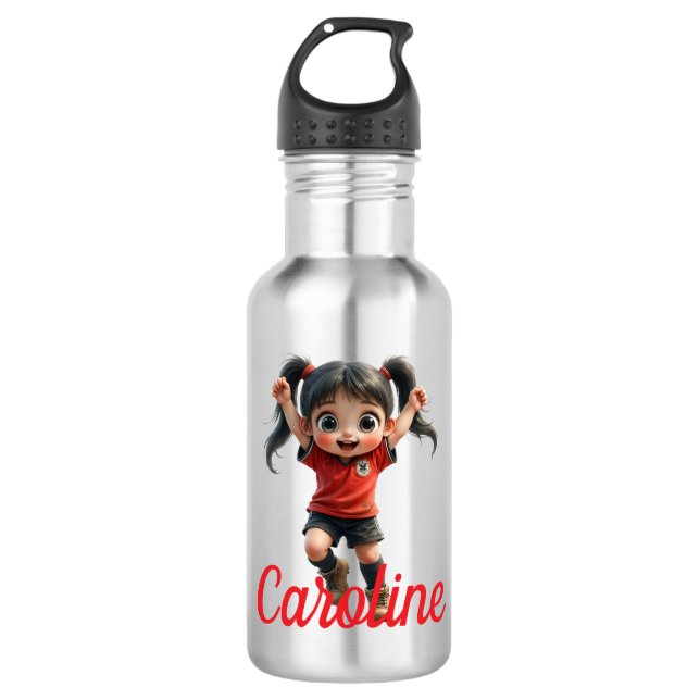 Garrafa Jogadora de Futebol Feminina em Estilo Chibi Perso (Frente)