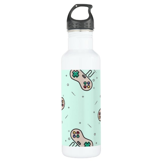 Garrafa Joystick de jogos de cinza em azul (Frente)