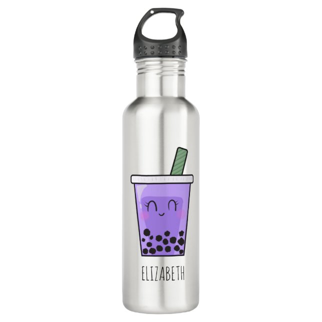 Garrafa Kawaii Bubble Tea Boba Taro Ube Purple Yam Name (Frente)