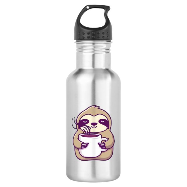 Garrafa Kawaii Chibi Sloth com Coffee Mug � Cute Sleepy A (Frente)