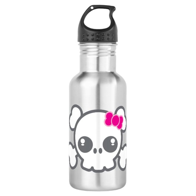 Garrafa Kawaii Rosa Friso - Crânio (Frente)