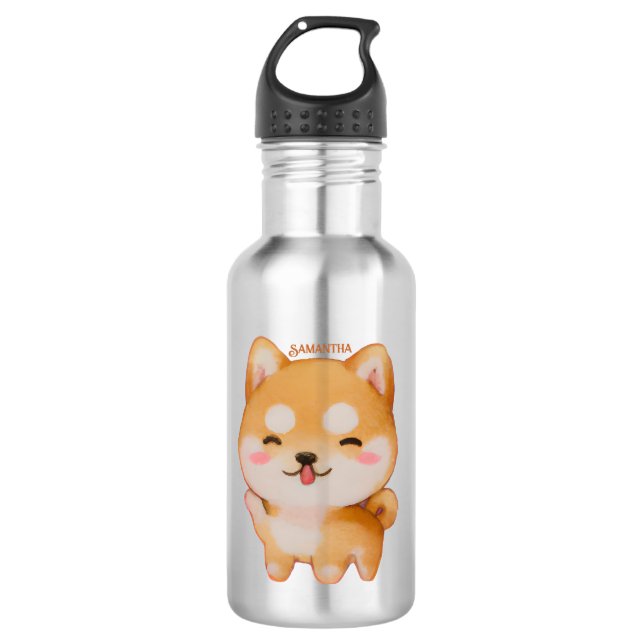 Garrafa Kawaii Smiling Cartoon-Style Shiba Inu (Frente)