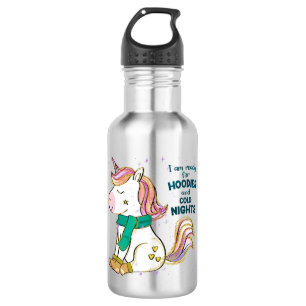 Garrafa Kawaii Unicorn Inverno e Hoodies