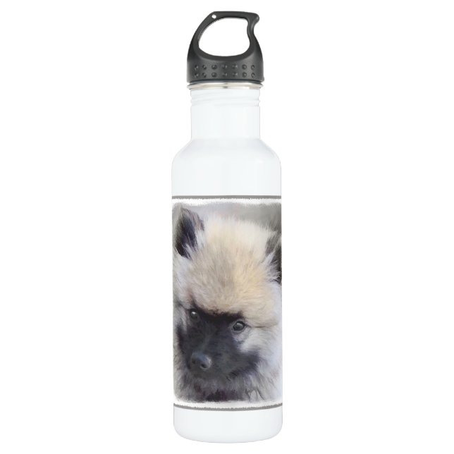 Garrafa Keeshond Puppy Painting - Arte de Cachorro Origina (Frente)