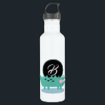 Garrafa Kids Alligator Crocodile Cute Cartoon Monograma<br><div class="desc">Padrão com garrafa d'água de jacator</div>