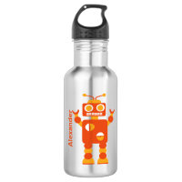 Kids Orange Crazy Robot Personalizado
