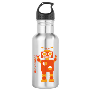 Garrafa Kids Orange Crazy Robot Personalizado