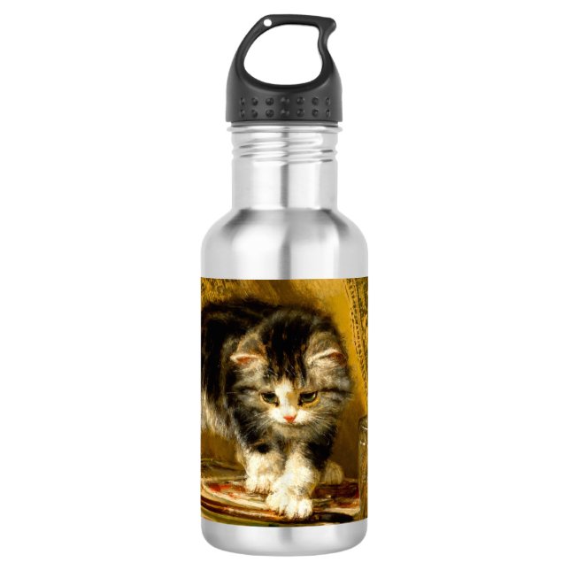 Garrafa Kitten com pintura e escovas (Frente)