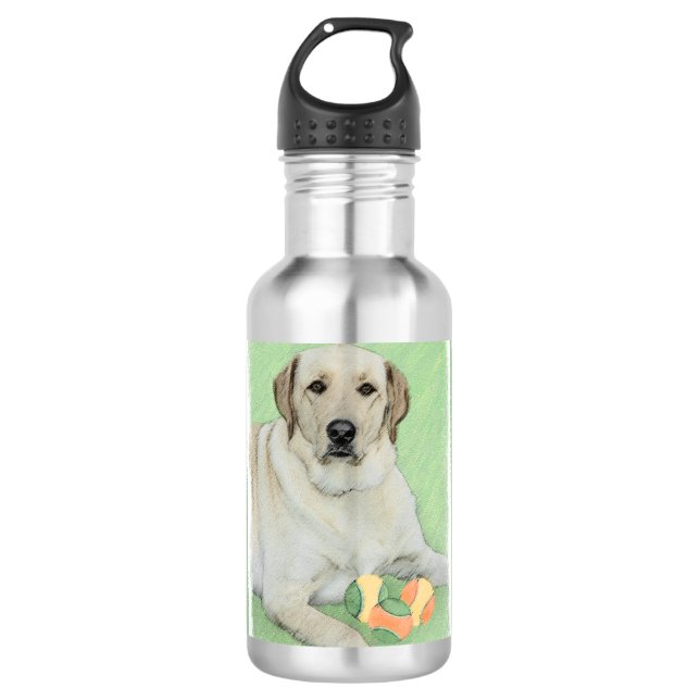 Garrafa Labrador Amarelo - Impressão de Retriever e Tênis (Frente)