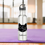Garrafa Lady Cat<br><div class="desc">Silhueta de cabeça de gato "Lady Gato" design em letra de guião fofa e um pequeno coração de ouro.</div>