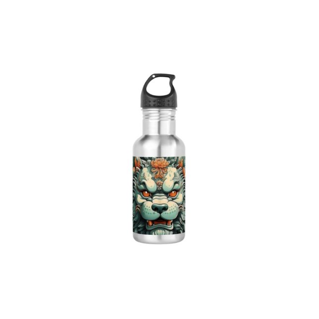 Garrafa Leão da Sabedoria Flu  (Asian Lion Head  Water Bottle – 18 oz 18/8 stainless steel Height: 8.67" Weight: 8.7 oz. )