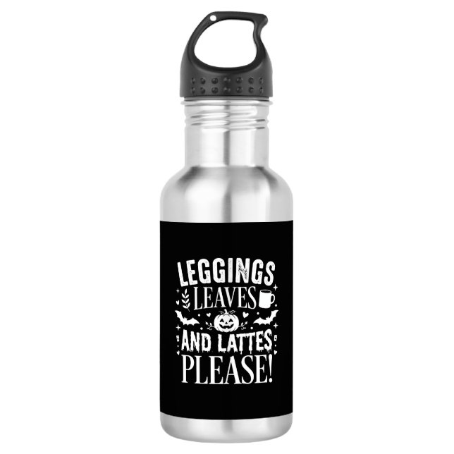 Garrafa Leggings de Halloween Folhas e Lattes Café de Outo (Frente)
