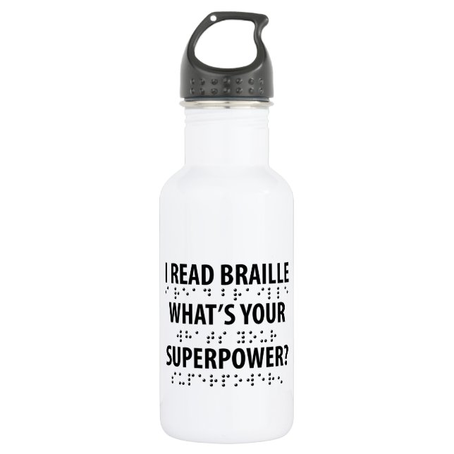 Garrafa Leio Braille Qual é o seu superpoder (Frente)