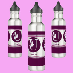Garrafa Letra Monograma (U) de Nome de Na moda Personaliza