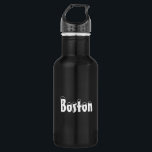 Garrafa Letras brancas "Boston" -<br><div class="desc">Letras brancas de neve de "Boston" - garrafa de água de aço inoxidável</div>